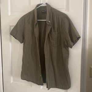 Army green button down shirt
